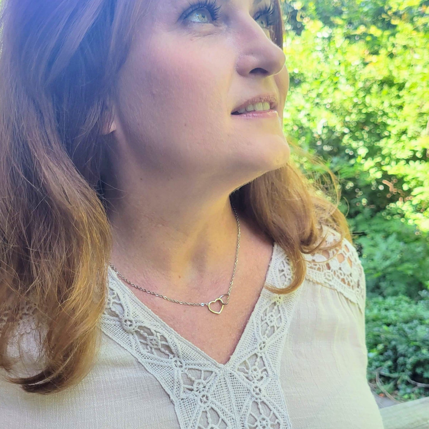 925 Sterling Silver Petite Inseparable Hearts Necklace