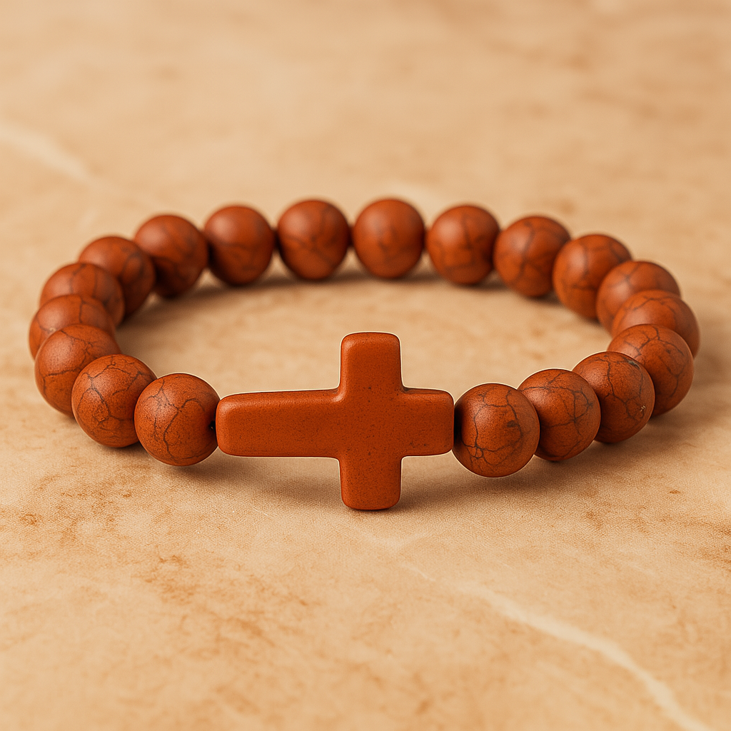 Stone Cross Bracelet - Auburn