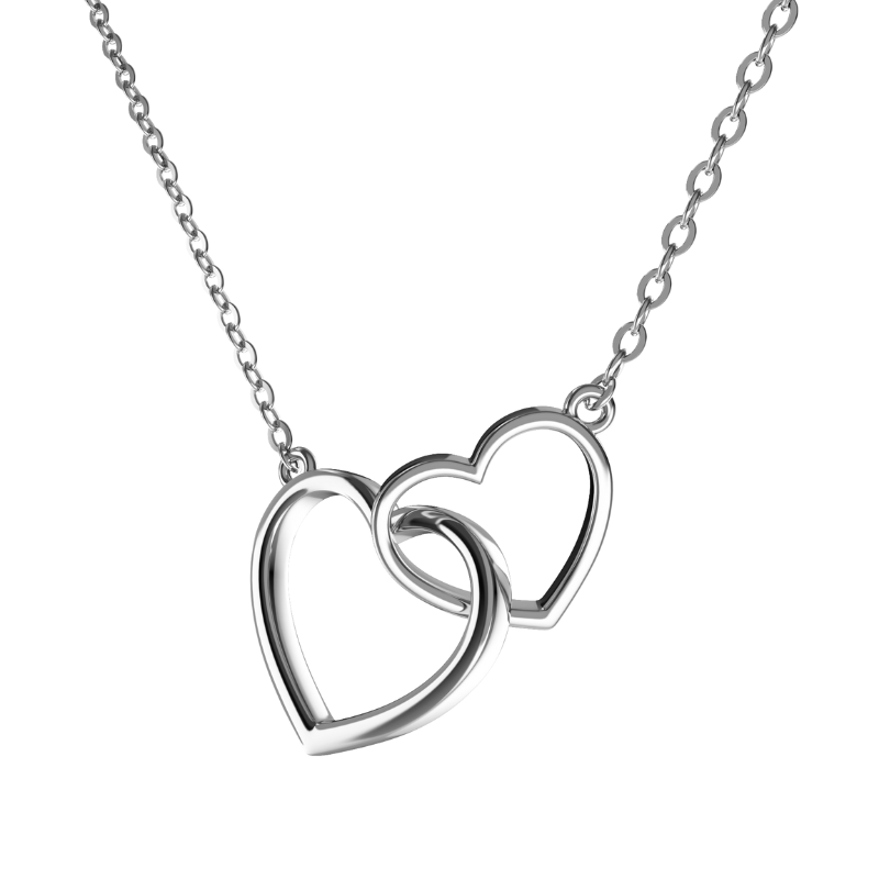 925 Sterling Silver Petite Inseparable Hearts Necklace